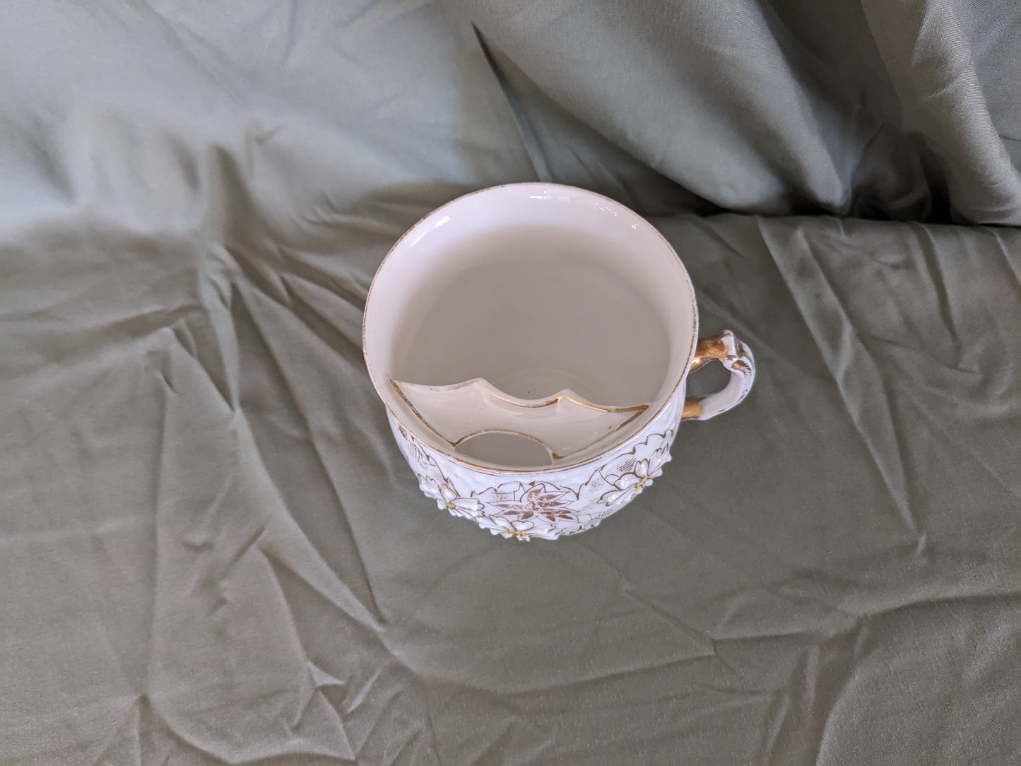 White and Gold Moustache Mug