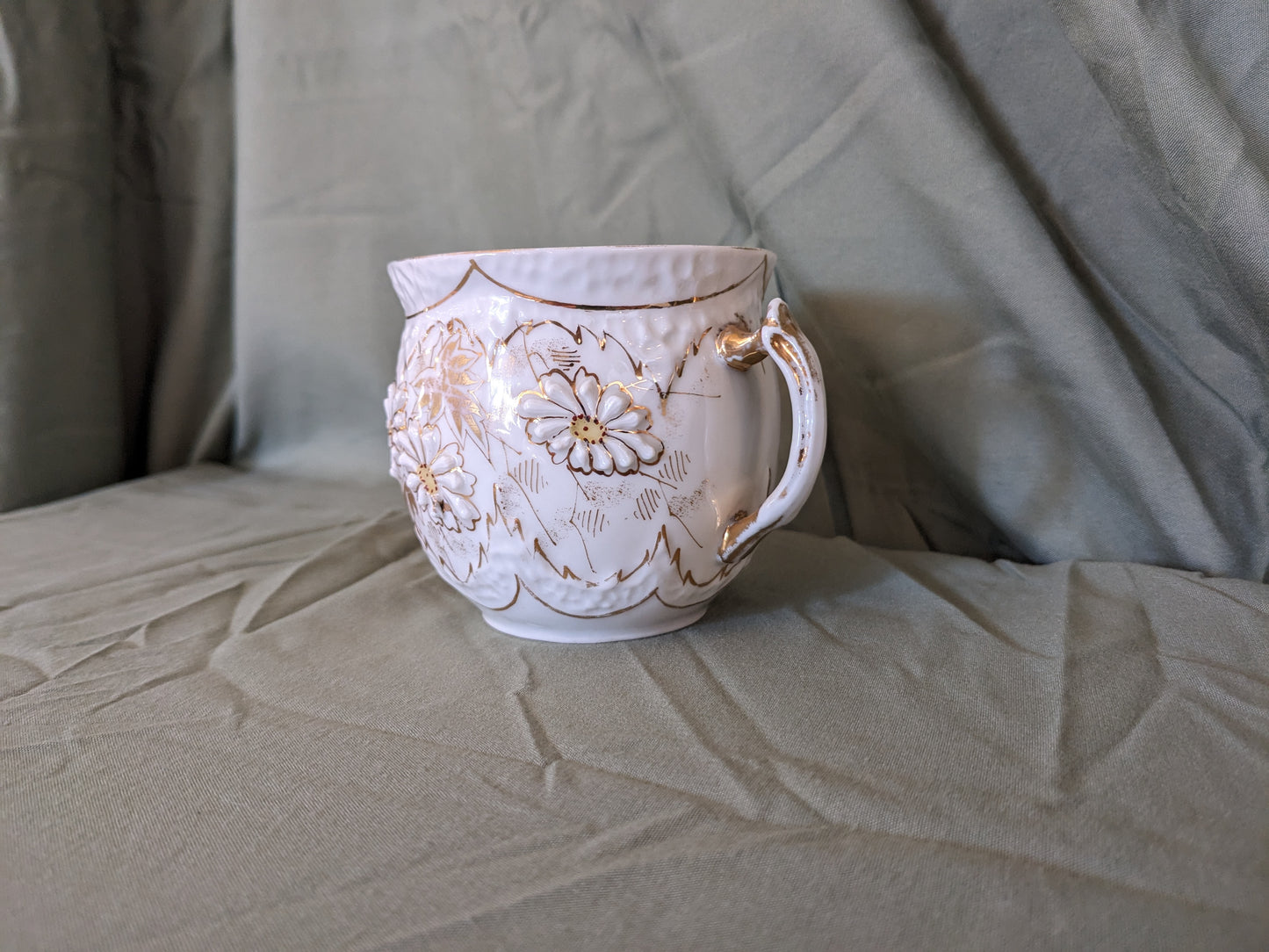 White and Gold Moustache Mug