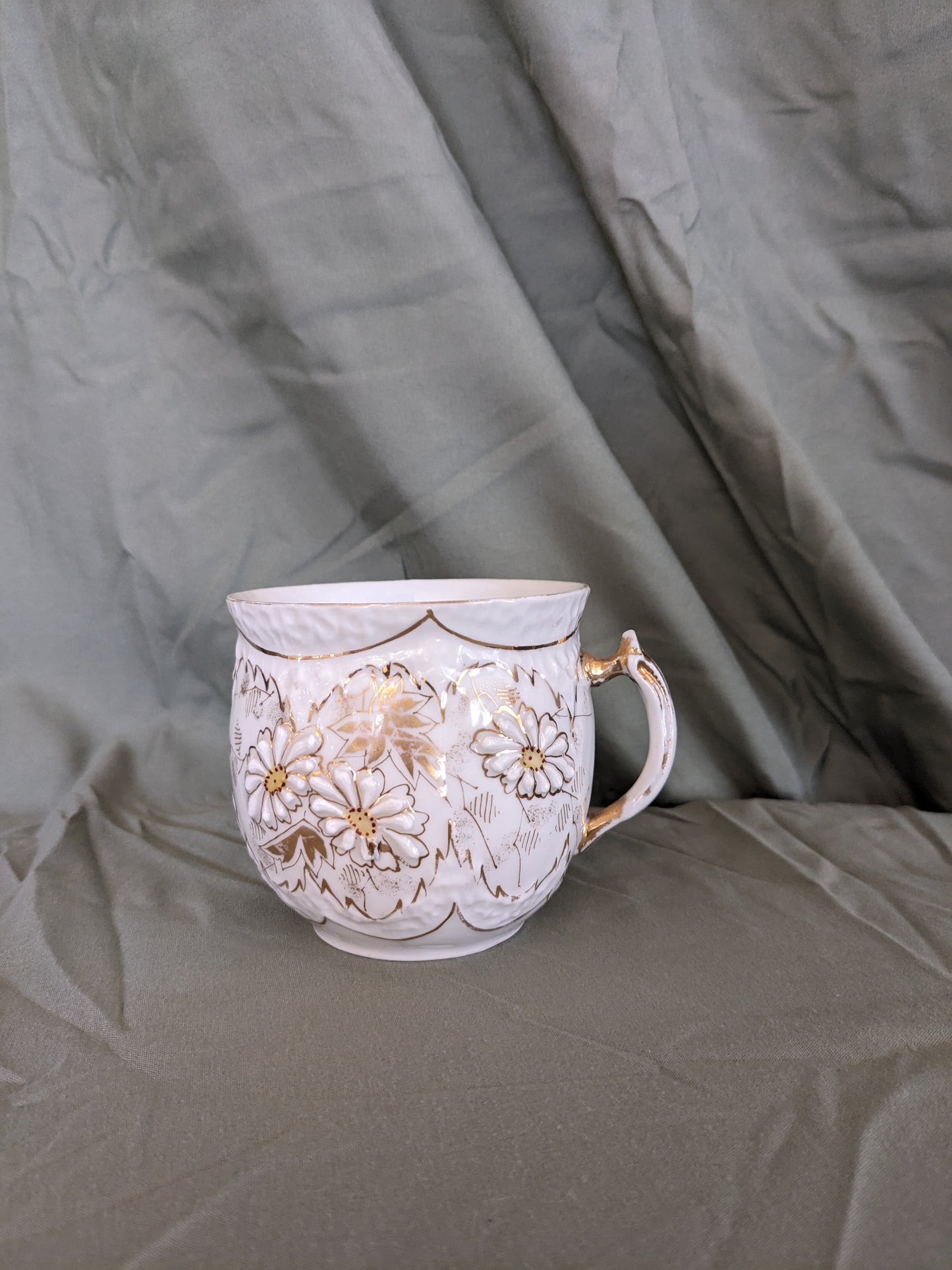 White and Gold Moustache Mug