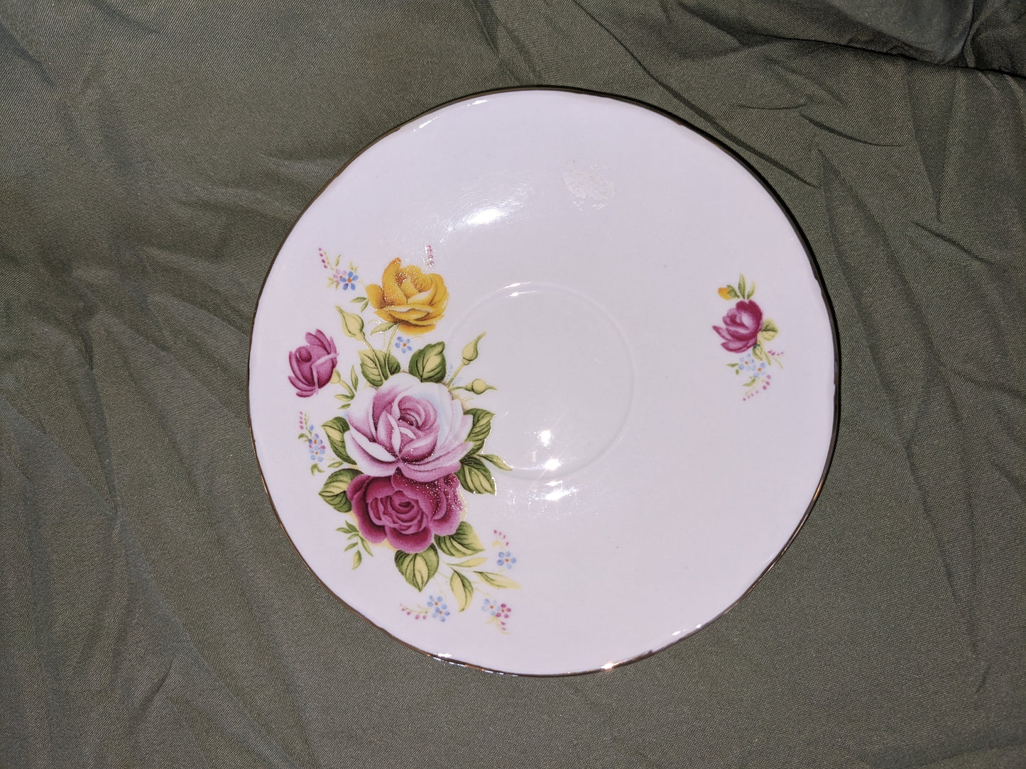 Pink and Yellow Floral Teacup and Saucer Set