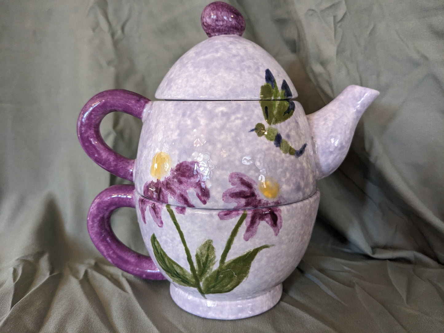 Purple Tea Pot & Tea Cup Set